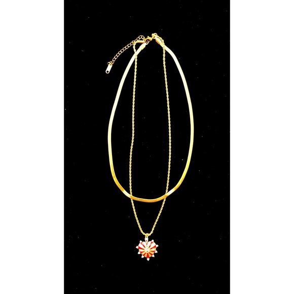Red Heart Rhinestone 18K Gold Plated Stainless Steel Chains- New! - Picture 4 of 8